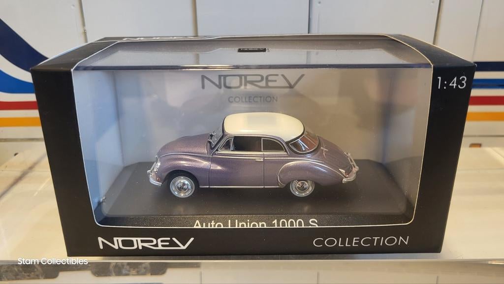 Norev Auto Union 1000S Purple Metallic / White, Auto, Norev, Ophalen of Verzenden, Zo goed als nieuw