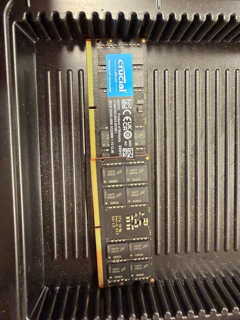 Micron Crucial RAM 48GB DDR5-5600, Computers en Software, RAM geheugen, Zo goed als nieuw, Micron, DDR5, Laptop