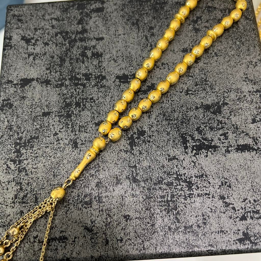 14 karaat gouden kralen ketting tasbih, Ophalen of Verzenden, Zo goed als nieuw, Goud