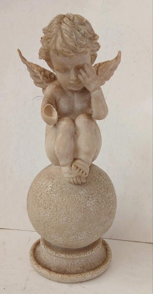 Oud Barok Engel Beeldje Cherubijn op Wereldbol Angel Cupido, Ophalen of Verzenden