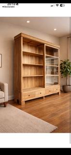 Buffetkast/vitrine teak hout 200 b, 220 h, 41 d, Ophalen, Zo goed als nieuw, 25 tot 50 cm, 200 cm of meer