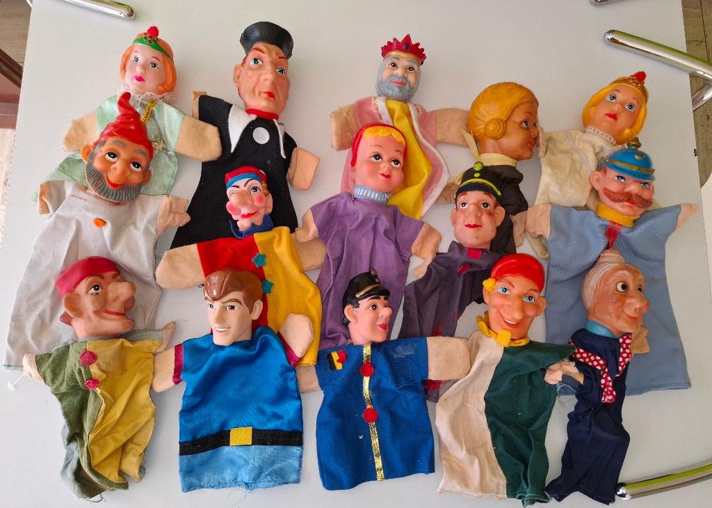 15 vintage Poppenkastpoppen Handpoppen, Ophalen of Verzenden
