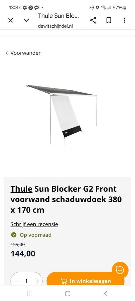 Sunblocker 380 x 170 cm, Caravans en Kamperen, Ophalen of Verzenden