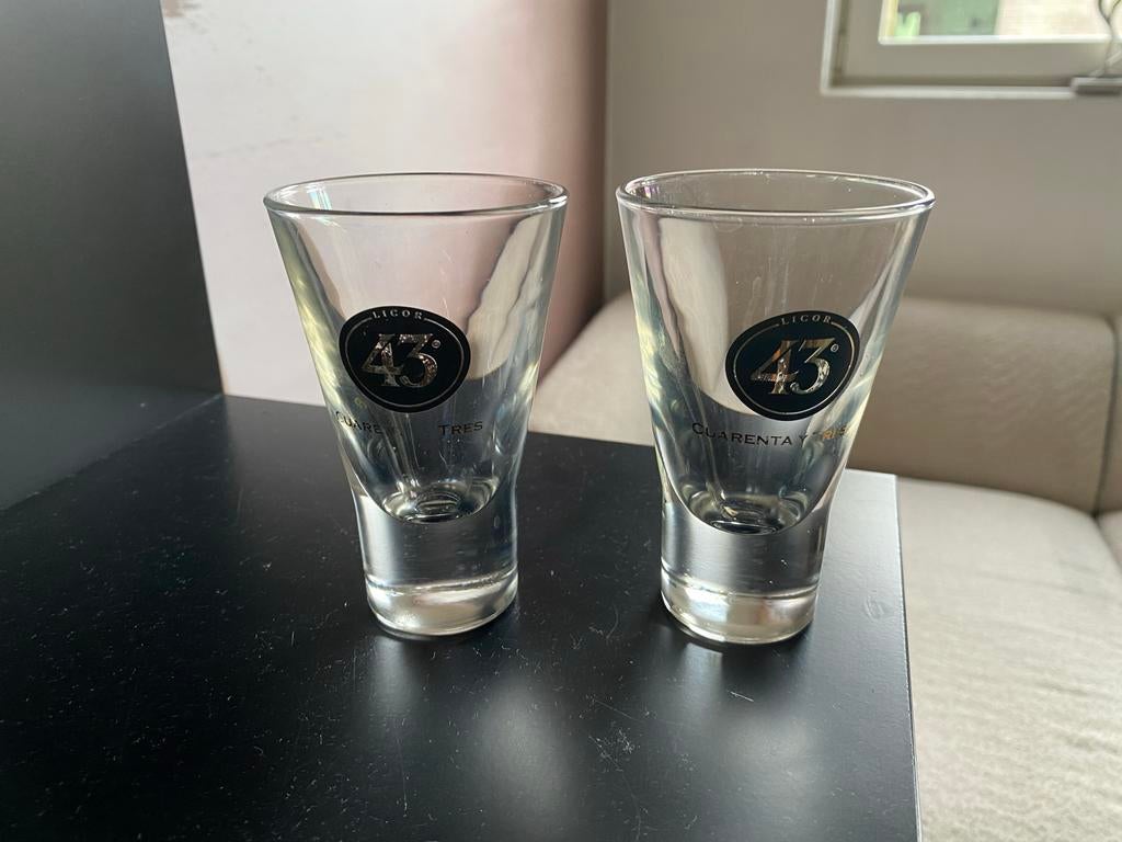Licor 43 shotglaasjes - Set van 2 glas glaasje, Verzamelen, Ophalen of Verzenden, Zo goed als nieuw