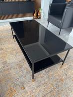Zwarte glazen salontafel, Huis en Inrichting, Tafels | Salontafels, 100 tot 150 cm, Zo goed als nieuw, Glas, Minder dan 50 cm