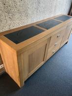 Dressoir en Vitrine kast (massief), Huis en Inrichting, Kasten | Dressoirs, Ophalen, Gebruikt, Met deur(en), Eikenhout