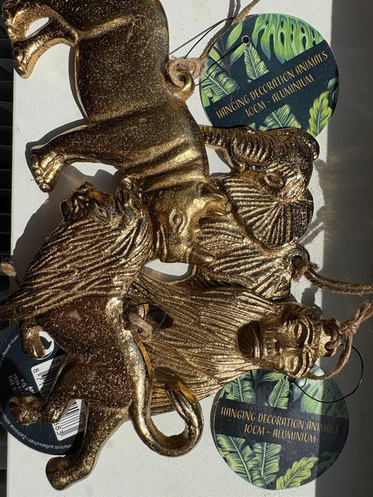 Hangdeco SAFARI DIEREN GOUD set van 4, Ophalen of Verzenden, Nieuw, Dier