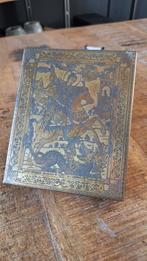 Oude lijstje met koperen plaquette afb Sit Joris, Antiek en Kunst, Ophalen of Verzenden