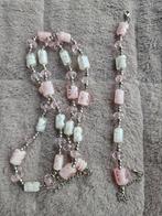 Ketting en armbanden met roze en witte kralen, Ophalen of Verzenden, Nieuw, Roze, Overige materialen