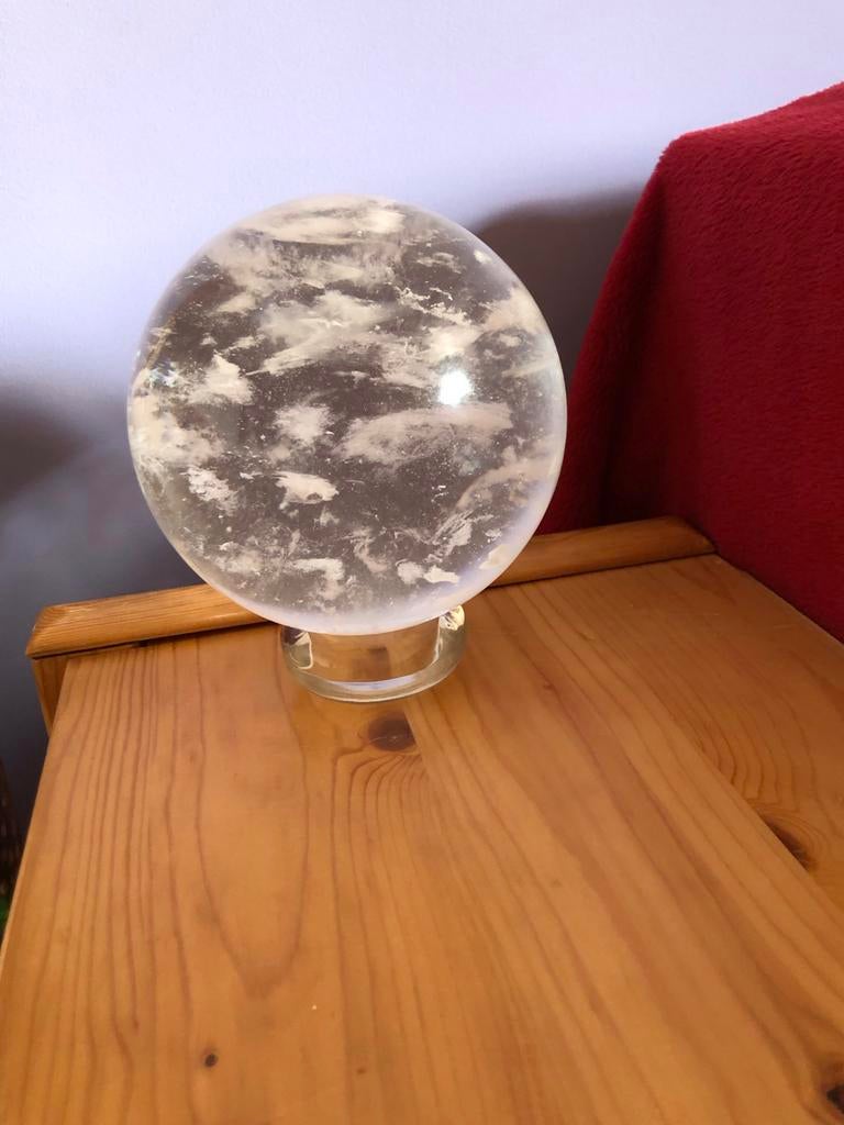Grote Kristallen Bol met Wolkenpatroon, Meerkleurig, Overige stijlen, Ophalen of Verzenden, Zo goed als nieuw