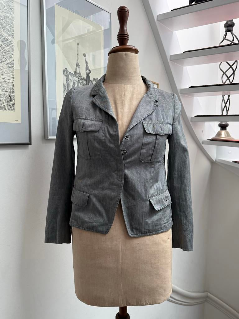 Dries Van Noten Safari Jasje - Grijs Katoen Maat 36, Ophalen of Verzenden, Zo goed als nieuw, Maat 36 (S), Grijs