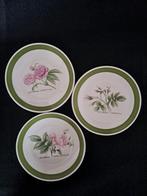 3 Porseleinen gebaksbordjes (chip) Rosier, P.J. Redouté, Ophalen of Verzenden
