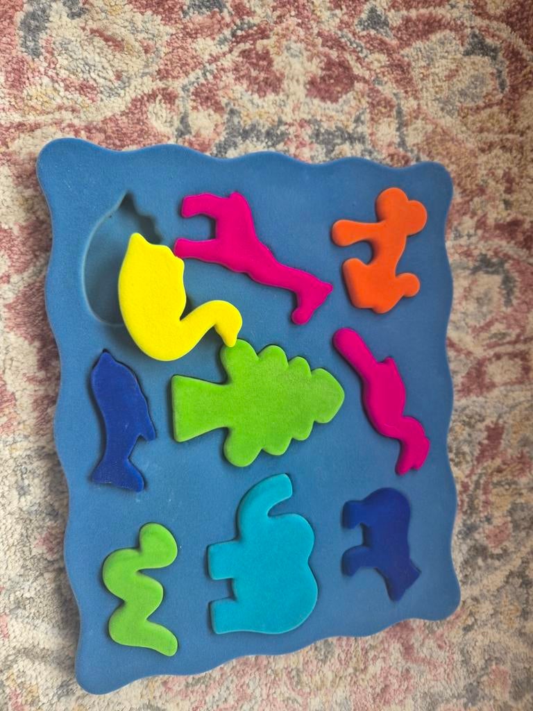 Rubbabu Puzzel met zachte, kleurrijke vormen, Ophalen of Verzenden, Minder dan 10 stukjes, Zo goed als nieuw, 6 maanden tot 2 jaar