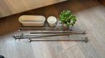 4x Keukenstang met haken en 3 bakjes, Ophalen of Verzenden, Zo goed als nieuw