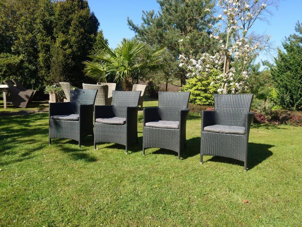 Mooie Set van 4 zwarte tuinstoelen, Ophalen of Verzenden
