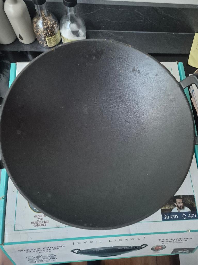 Wokpan, Ophalen, Gietijzer, Zo goed als nieuw, Keramische plaat