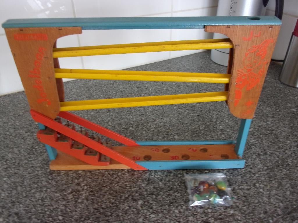 Houten JODELBAAN van Homas+10 Knikkers, Ophalen of Verzenden, Gebruikt, Overige typen