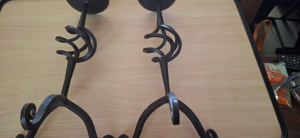 Gotische kandelaars handgesmeed 1970 35cm hoog, Ophalen of Verzenden, Koper of Brons