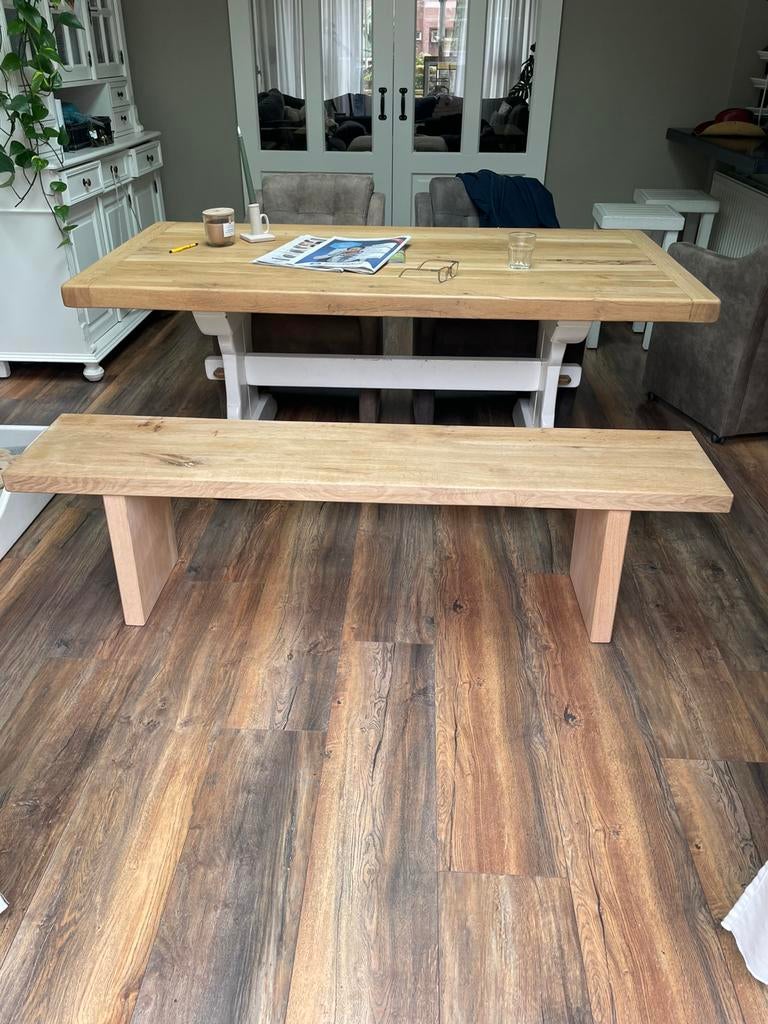 Te koop massief eiken bankje, Ophalen of Verzenden, Nieuw, Rechthoekig, Hout