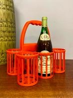 Retro flessenrekje vintage oranje plastic flessenmandje 70’s, Ophalen, Kunststof, 5 tot 15 flessen, Zo goed als nieuw