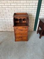 Kleine secretaire met 3 laden, plateau en rolluik, Ophalen, Gebruikt