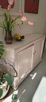 Houten dressoir met marmeren blad, 100 tot 150 cm, Ophalen of Verzenden, 25 tot 50 cm, Gebruikt