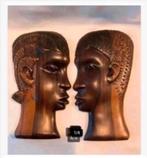 2 x Afrikaanse houten beelden man vrouw, Ophalen of Verzenden