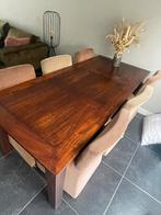 Robuuste houten eettafel - 200x94 cm, Ophalen, Gebruikt, 50 tot 100 cm, 150 tot 200 cm