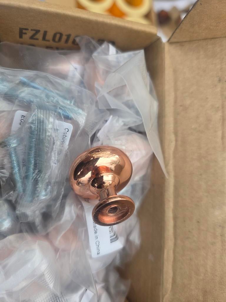 Mooie koperkleurige kastknoppen - set van 12, Ophalen of Verzenden, Nieuw