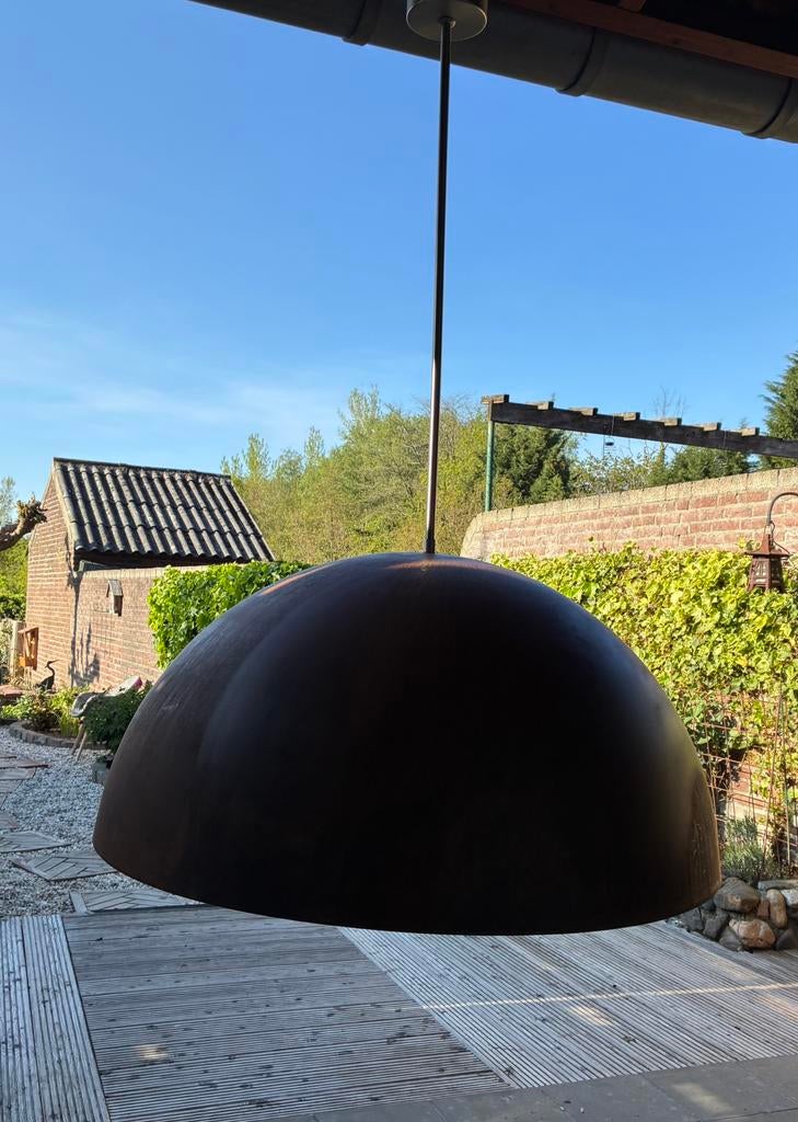 Hanglamp - groot industrieel model, Huis en Inrichting, Lampen | Lampenkappen, Ophalen, Bruin, Rond, Zo goed als nieuw