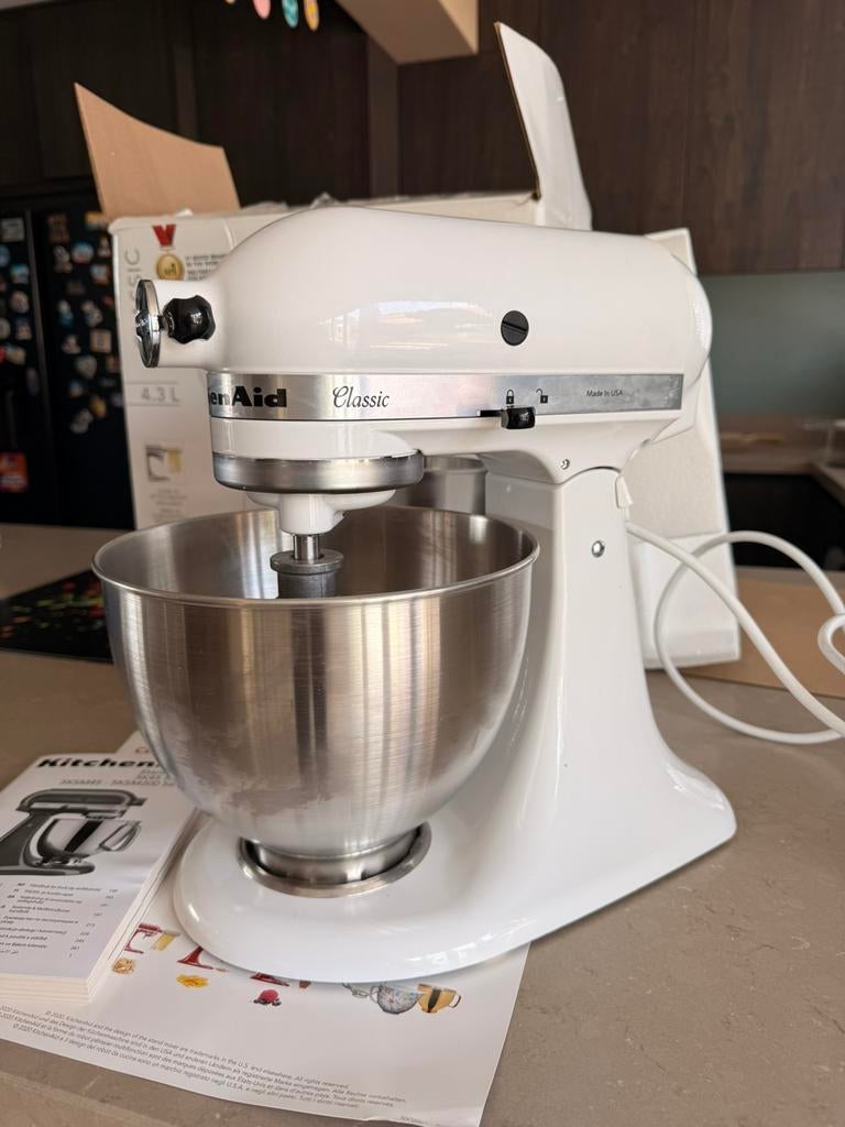 Kitchenaid Classic White, Witgoed en Apparatuur, Keukenmixers, 4 liter of meer, Ophalen, Zo goed als nieuw, 3 snelheden of meer