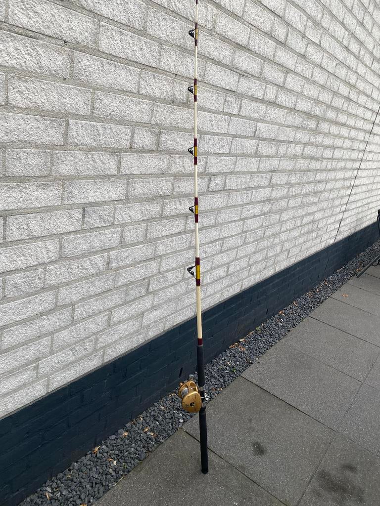 Vintage Big game hengel DAM Ultra Trolling 30 met reel, Ophalen, Gebruikt, Complete hengel