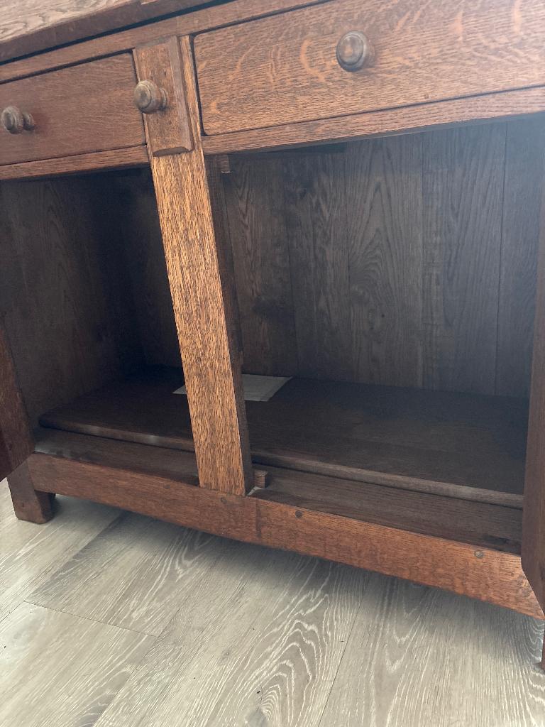 Eiken Secretaire meubel / klep bureau, Ophalen, Gebruikt, Antiek /landelijk /vintage