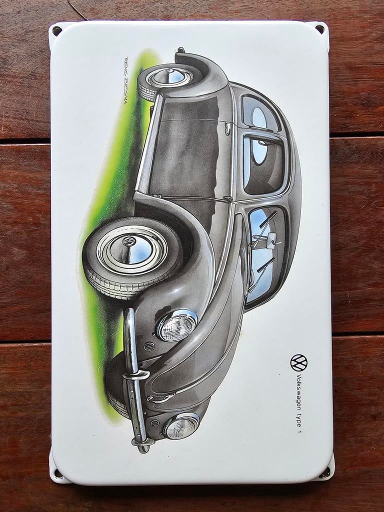 Emaille bord volkswagen kever, Ophalen of Verzenden, Zo goed als nieuw, Reclamebord