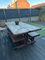 Ikea Norrmansö buitenset: tafel met 2 bankjes, Ophalen, Zo goed als nieuw, Rechthoekig, Hout