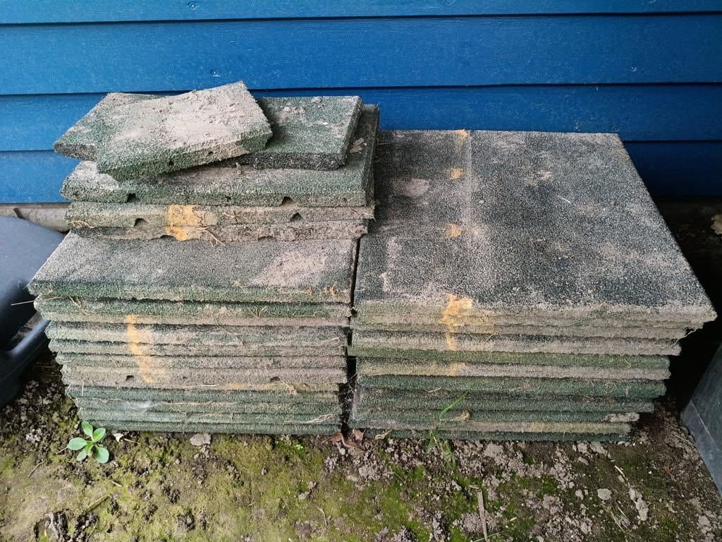 Rubberen tegels 40x 40, Tuin en Terras, Tegels en Klinkers, Ophalen, Gebruikt, Overige typen, Rubber