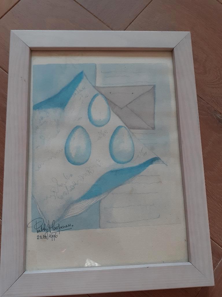 Patty Harpenau  zeefdruk eieren brief envelop, Antiek en Kunst, Kunst | Litho's en Zeefdrukken, Ophalen of Verzenden