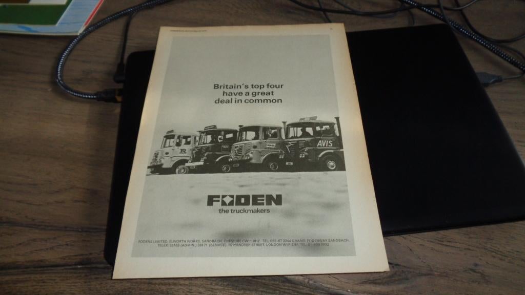 Advertentie  FODEN  VRACHTWAGENS  ,  5-1974, Verzenden, Zo goed als nieuw, Overige merken
