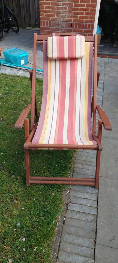 Strandstoel met gestreepte stof, Tuin en Terras, Tuinstoelen, Ophalen