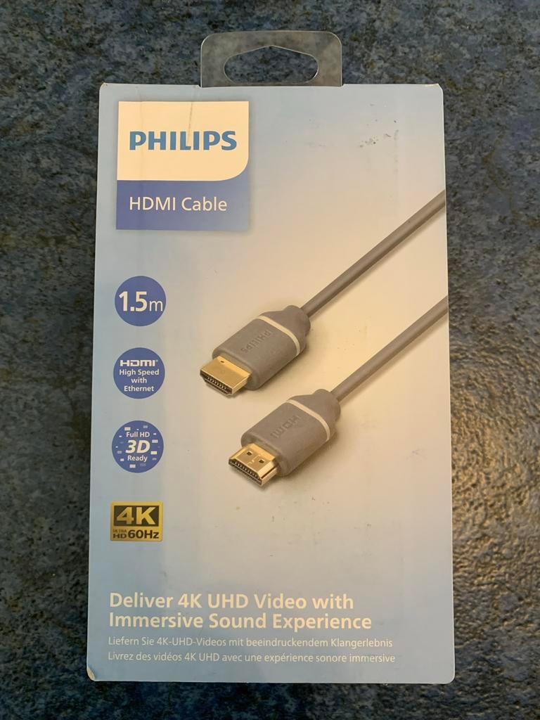 Philips HDMI Kabel 1.5m - 4K UHD, Full HD, 3D Ready, Ophalen of Verzenden, Nieuw, Minder dan 2 meter, HDMI-kabel