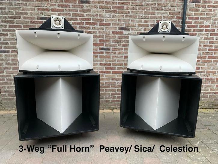 3-Weg “Full Horn System”. Peavey/ Sica/ Celestion, Audio, Tv en Foto, Luidsprekers, Refurbished, Front, Rear of Stereo speakers