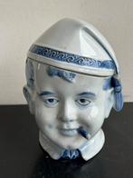 Antiek Delfts blauw porselein Tabaks pot beeld Jongeman, Antiek en Kunst, Ophalen of Verzenden