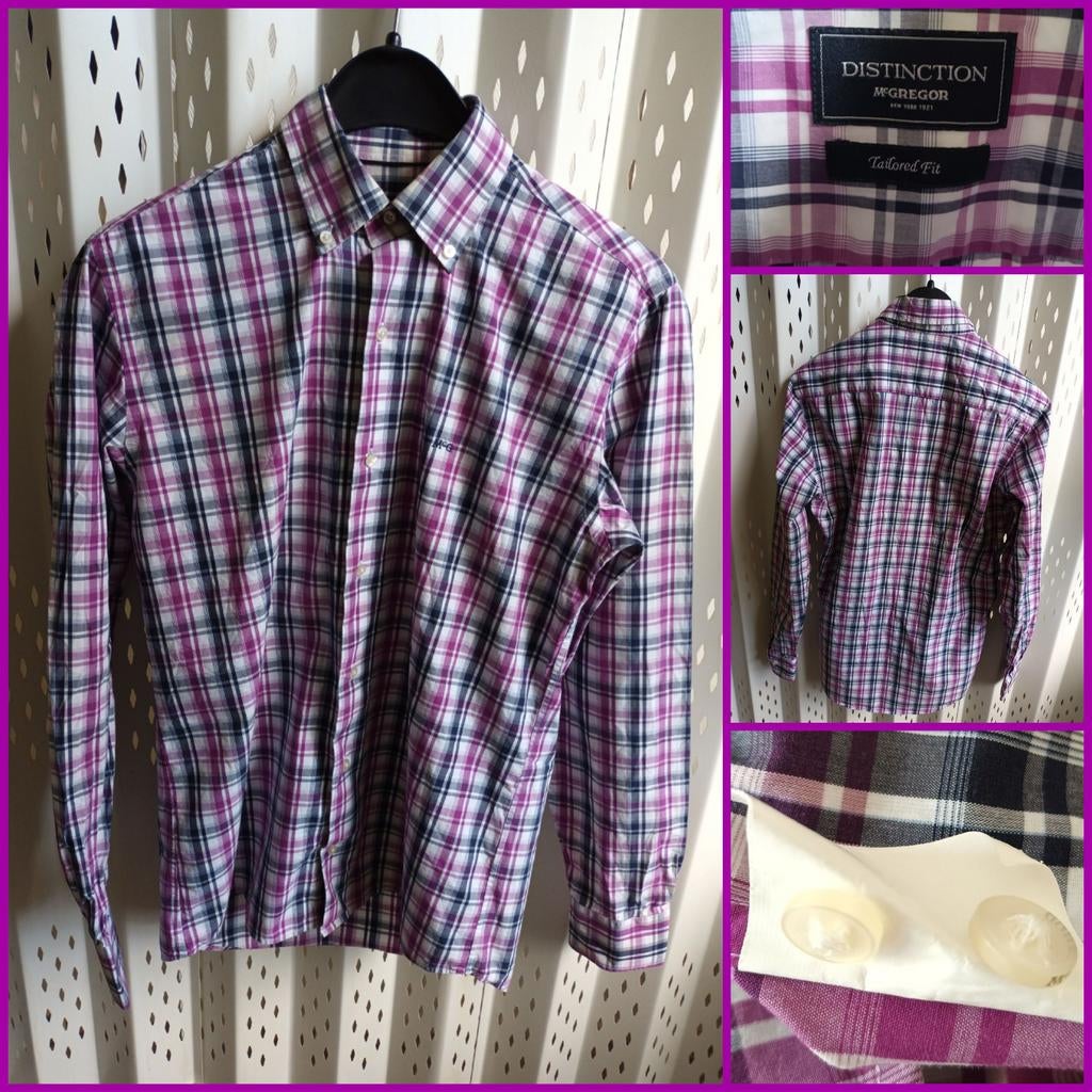McGregor Distinction Tailored Fit geruit overhemd 40, Kleding | Heren, Overhemden, Zo goed als nieuw, Halswijdte 39/40 (M), Ophalen of Verzenden