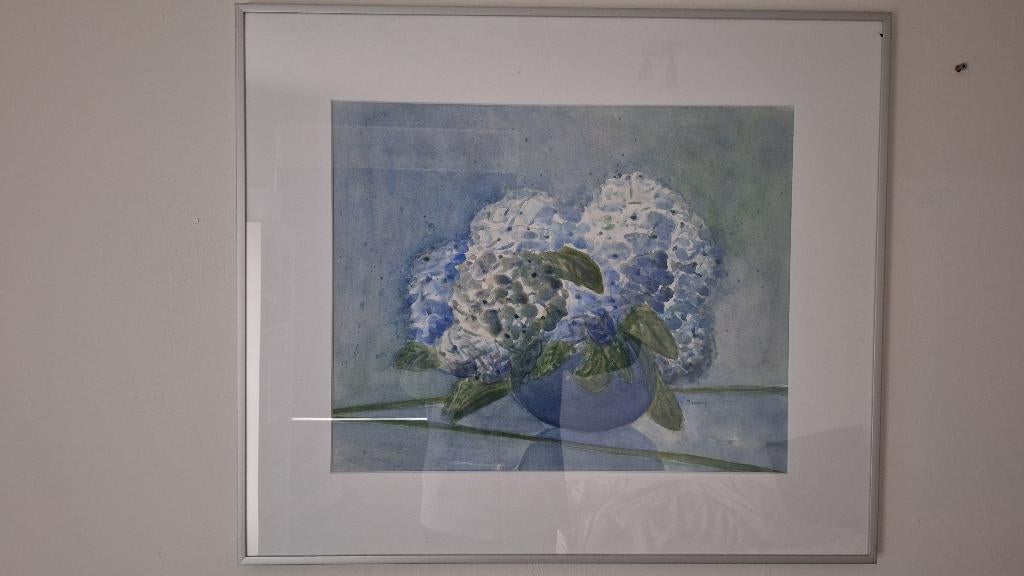 Stilleven hortensia aquarel, Antiek en Kunst, Ophalen of Verzenden