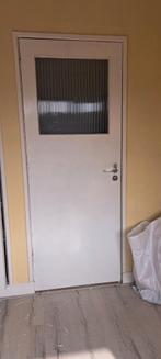 Binnendeur jaren '30 met geribbeld glas en slot, Doe-het-zelf en Verbouw, Deuren en Horren, Gebruikt, Binnendeur, Ophalen of Verzenden