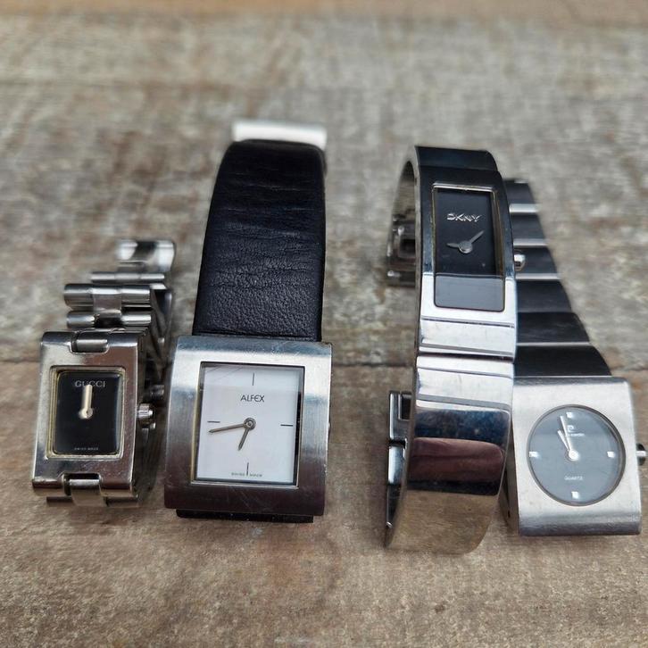 4 Horloges: DKNY, Pierre Cardin, Gucci, Alfex, Sieraden, Tassen en Uiterlijk, Horloges | Dames, Ophalen of Verzenden