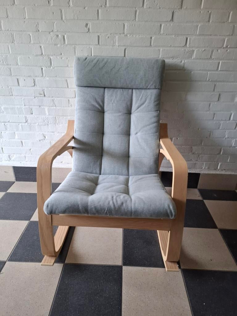 IKEA POÄNG fauteuil / schommelstoel met kussen, Ophalen, Gebruikt, 75 tot 100 cm, 50 tot 75 cm