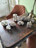 Verzilverde spaarpotten waarvan 1 met muziekdoos, Ophalen of Verzenden