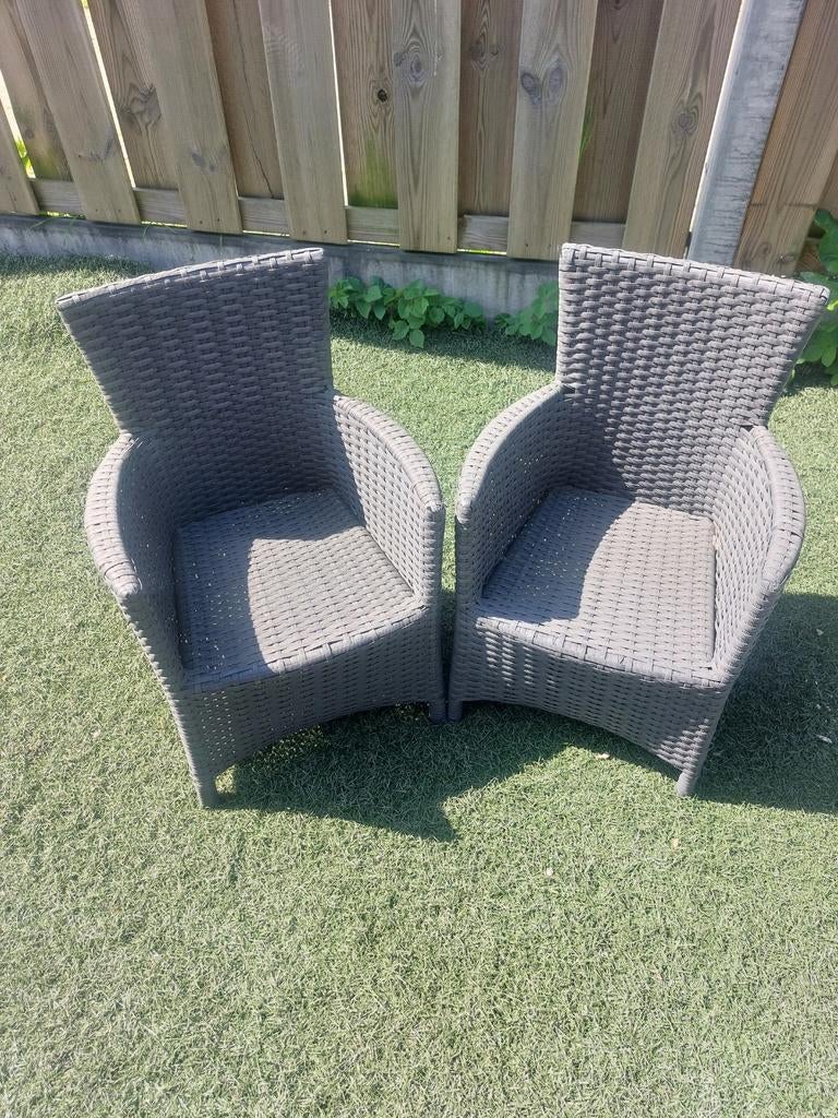 2x P&R Design Wicker kinder Tuinstoelen - Grijs, Tuin en Terras, Tuinstoelen, Ophalen, Gebruikt, Wicker