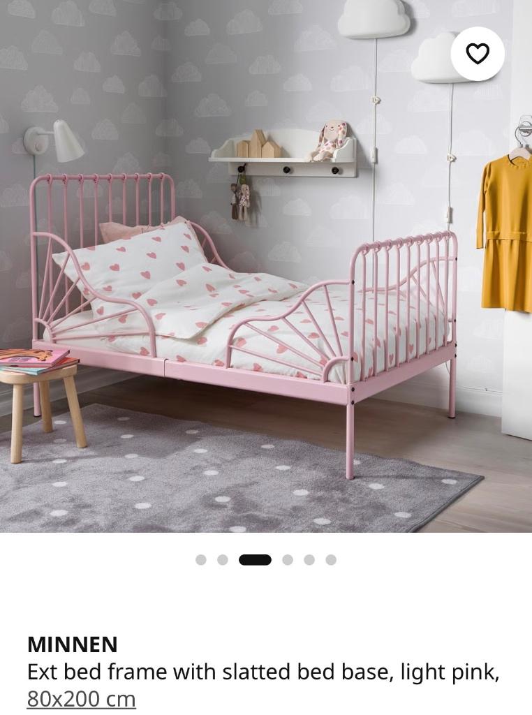 Minnen - ext. kid bed pink (IKEA), Kinderen en Baby's, Kinderkamer | Bedden, Ophalen, Zo goed als nieuw, 180 cm of meer, 70 tot 85 cm